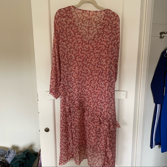 Anthropologie Maeve Pink Floral Ruffle Tiered Tunic Boho Midi Dress - size S - Picture 8 of 10